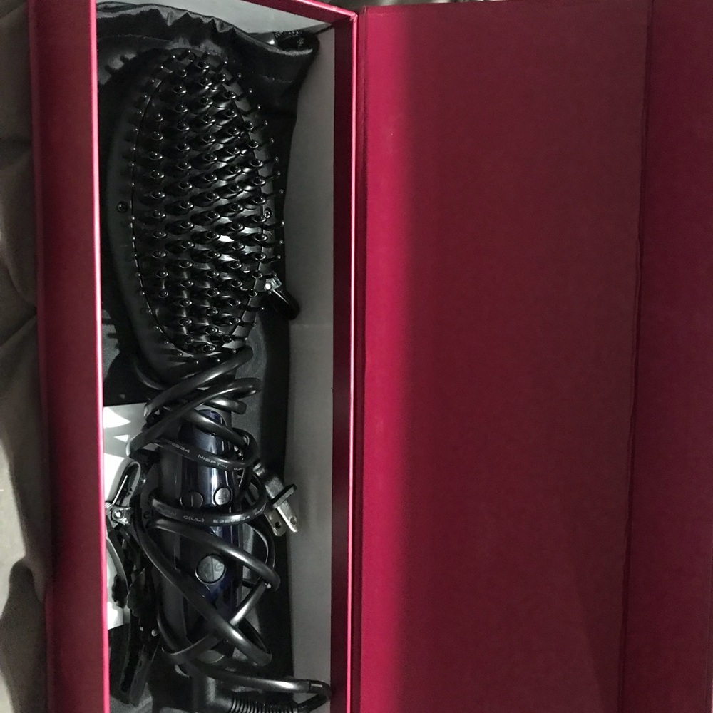 Hair brush straightener